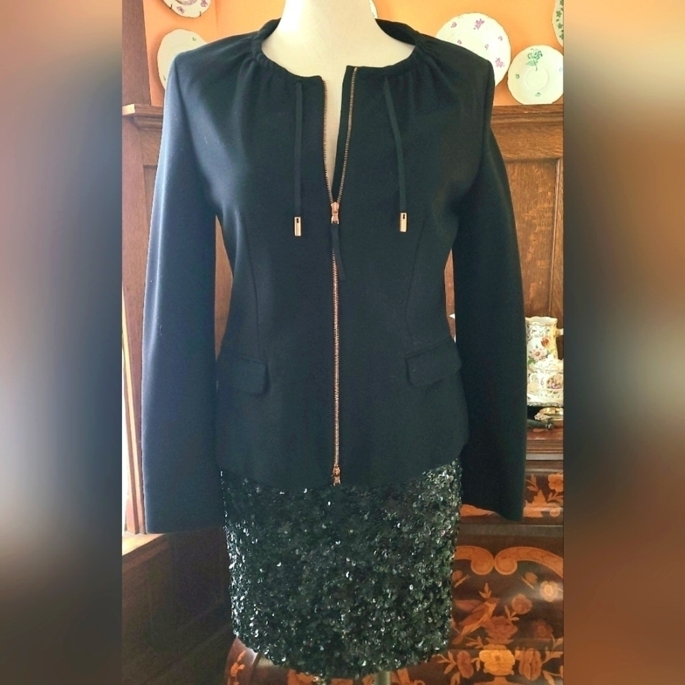 Piazza Sempione Black Stretch Collarless Jacket - US6/8